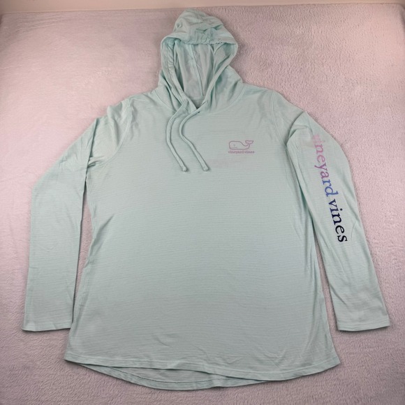 Vineyard Vines Tops - Vineyard Vines Hoodie Womens Large Mint Green Long Sleeve Slub Cotton Whale Logo
